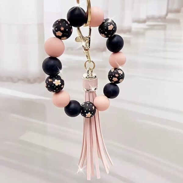 Wholesale Silicone Beaded Tassel Charm Keychain