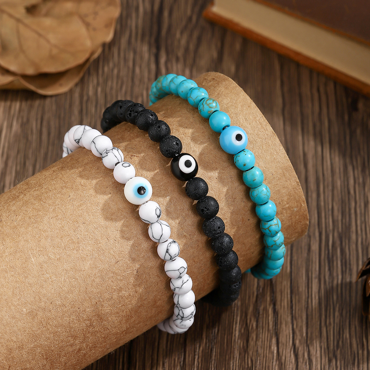 Wholesale White turquoise volcanic stone bracelet