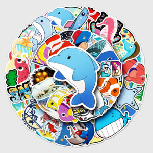 Wholesale 50 Ocean Department DIY Cartoon Cute Decorative Goo Card Laptop Car Trunk Graffiti Stickers