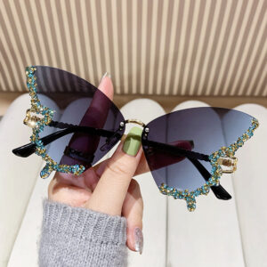 Source factory straight hair] / C03 swallowtail-9933#Blue gray [gold background blue diamond]