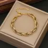 Wholesale PVD Coated 18K Gold Real Gold Plated Geometric Stainless Steel Simple Style Waterproof Non Tarnish 304 Stainless Steel Bracelets