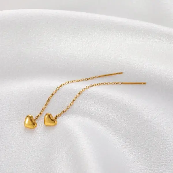 Wholesale PVD Coated 18K Gold Plated Heart 304 Stainless Steel Luxurious Waterproof Non Tarnish Earrings
