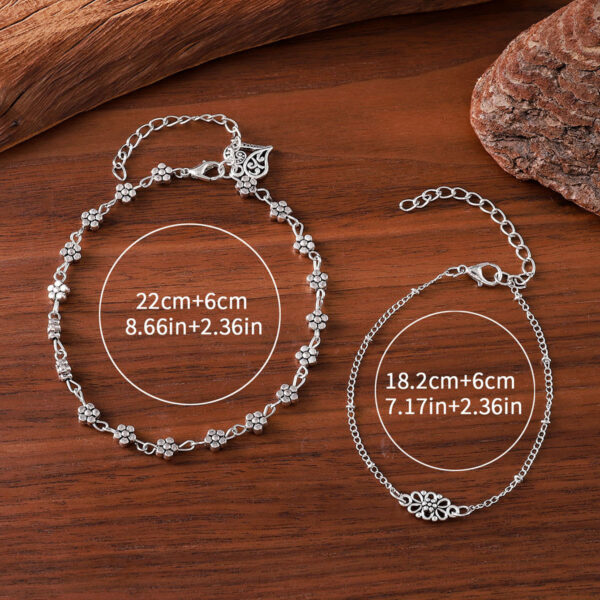 Wholesale Bohemian Western Style Flower Heart Carved Hollow Bracelet Anklet Set