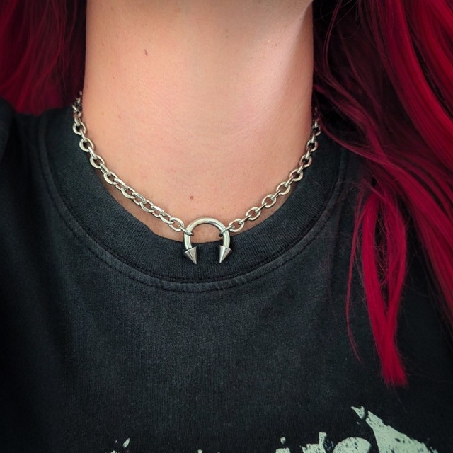 Wholesale Hip Hop Cold Style Ins European and American Punk Fashion Round inted Cone Necklace Punk Personality Retro Collarbone Chain