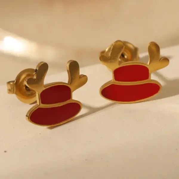 1 Pair Christmas Sweet Simple Style Christmas Tree Enamel 304 Stainless Steel 14K Gold Plated Ear Studs