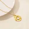 Wholesale PVD Coated Real Gold Plated Geometric Round 304 Stainless Steel Simple Style Waterproof Non Tarnish 304 Stainless Steel Pendant Necklace