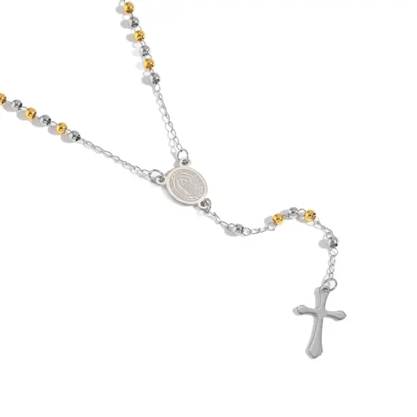 Wholesale 304 Stainless Steel Gold Plated Vacuum Electroplating (In Furnace) Gold Steel Color Cross Heart Shape Religious Simple Style Women's Necklace