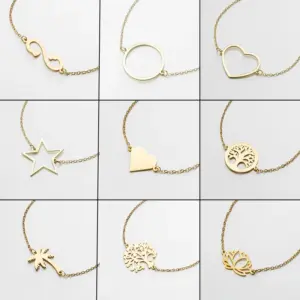 PVD Coated 18K Gold Real Gold Plated Leaf Star 201 Stainless Steel Fashion Waterproof Non Tarnish 201 Stainless Steel Bracelets