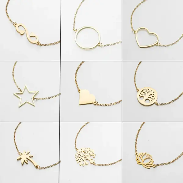 PVD Coated 18K Gold Real Gold Plated Leaf Star 201 Stainless Steel Fashion Waterproof Non Tarnish 201 Stainless Steel Bracelets