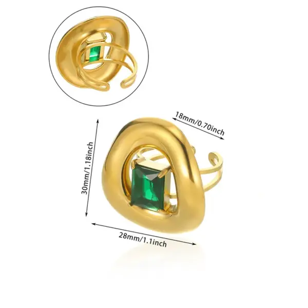 Wholesale PVD Coated Real Gold Plated Geometric 304 Stainless Steel Vintage Style Classic Style Waterproof Non Tarnish Open Rings