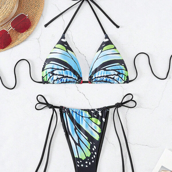 Wholesale 2025 New Split Bikini Cross-Border Amazon Lace-Up Sexy Printed Brazilian Thong Beach Bikini