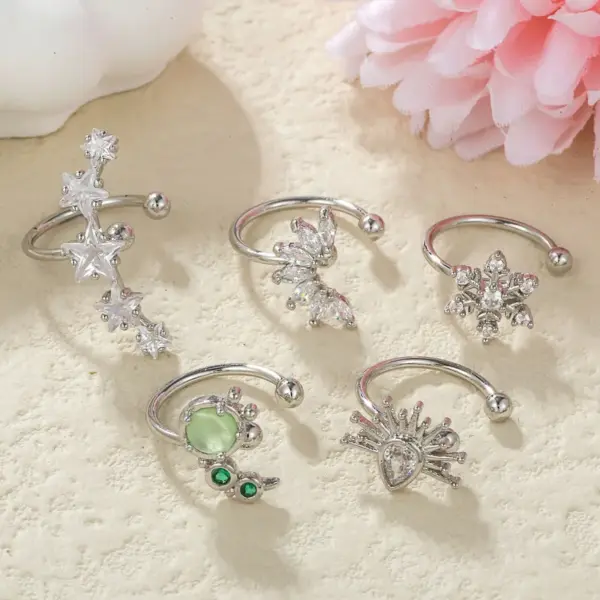 Wholesale Glam Pentagram Brass Plating Zircon Ear Clips 1 Piece