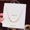 Wholesale Jewelry Korean Style Heart Shape Titanium Steel Tassel Chain Inlaid Gold Necklace
