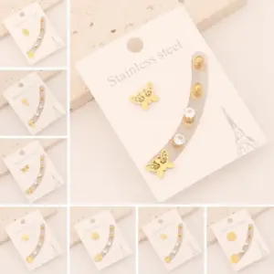 Wholesale PVD Coated 18K Gold Real Gold Plated Star Stainless Steel Preppy Style Simple Style Commute Waterproof Non Tarnish Ear Studs