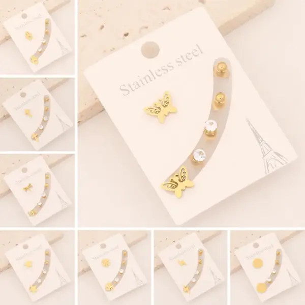 Wholesale PVD Coated 18K Gold Real Gold Plated Star Stainless Steel Preppy Style Simple Style Commute Waterproof Non Tarnish Ear Studs