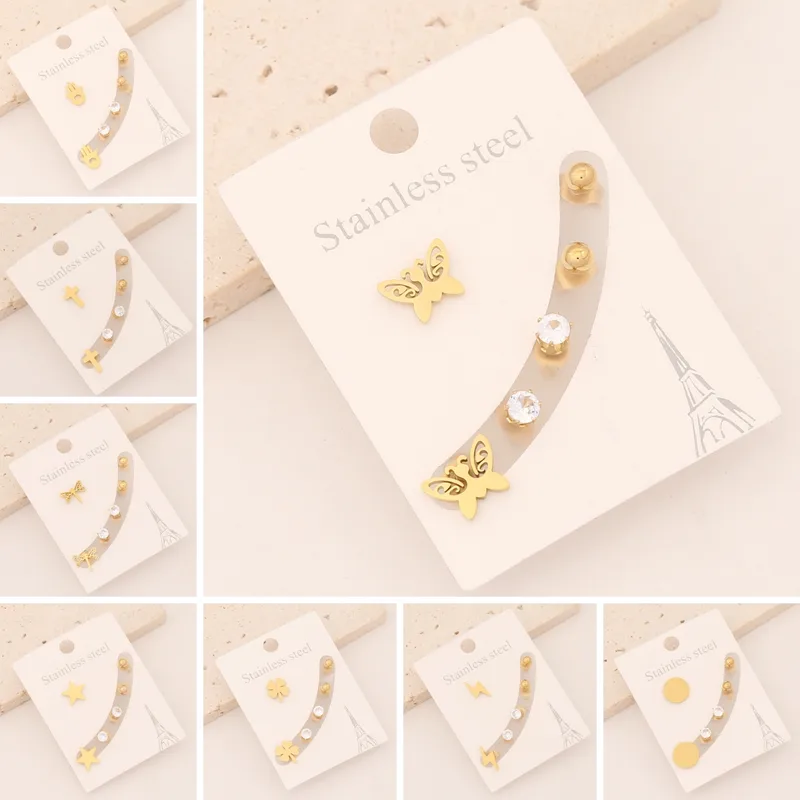Wholesale PVD Coated 18K Gold Real Gold Plated Star Stainless Steel Preppy Style Simple Style Commute Waterproof Non Tarnish Ear Studs