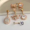 Wholesale Fashion Water Droplets Stainless Steel Inlay Zircon Belly Ring 5 Pieces