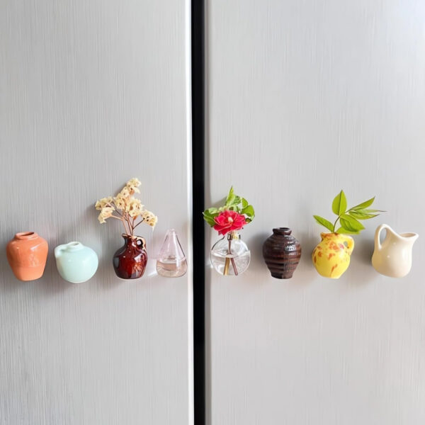 Wholesale Cross-border New Mini Vase Refrigerator Stickers Home Kitchen Refrigerator Decoration Accessories Office Desktop Resin Ornaments