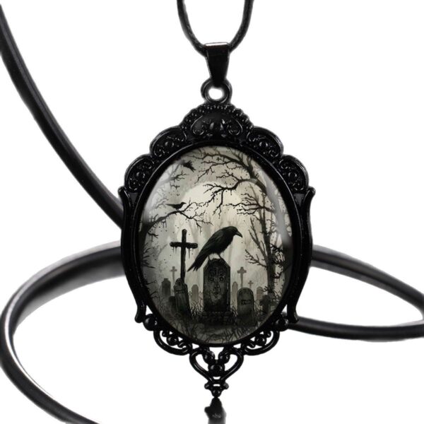 Wholesale Vintage Gothic Style Bat Castle Crow Cross Blood Black Cat Church Cemetery Vampire Vintage Necklace