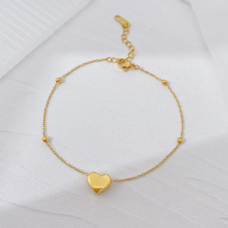 Wholesale Sweet Heart Shape Titanium Steel Plating Bracelets Anklet