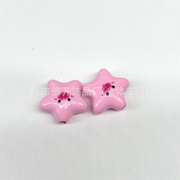 Wholesale Through-hole solid color facial expression print five-pointed star bead