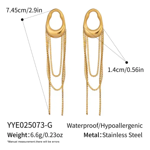 PVD Coated Real Gold Plated 18K Gold Solid Color 304 Stainless Steel Sweet Artistic Waterproof Non Tarnish Drop Earrings