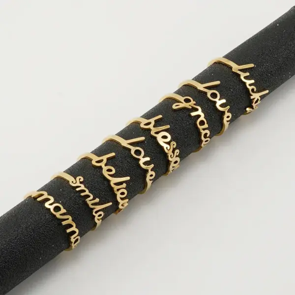 Wholesale Jewelry Fashion Letter 304 Stainless Steel 18K Gold Plated Stainless Steel Rings