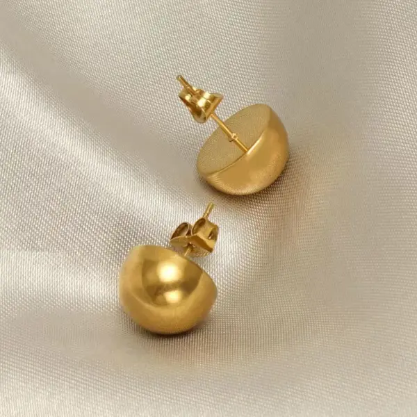 Wholesale 1 Pair Simple Style Round 201 Stainless Steel Gold Plated Ear Studs