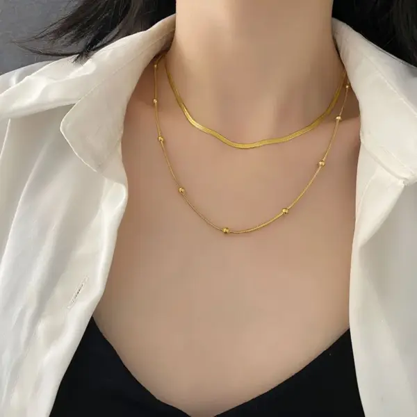 Vacuum Plating Real Gold Plated 18K Gold Gold Plating Silver Plated Geometric 304 Stainless Steel Fashion Waterproof Non Tarnish Titanium Steel Layered Necklaces