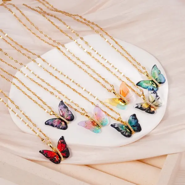 Wholesale Jewelry Princess Glam Lady Butterfly 304 Stainless Steel Copper Coffee Bean Chain Pendant Necklace