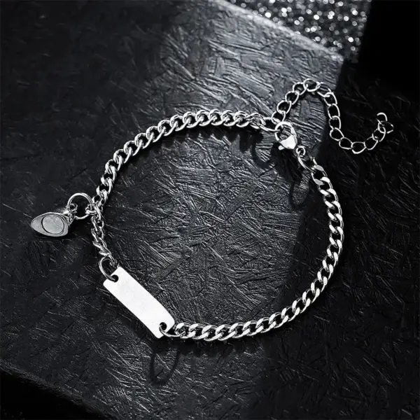 Wholesale Basic Customization Laser Engraving Titanium Steel Cuban Link Chain Curb Chain Bracelets In Bulk