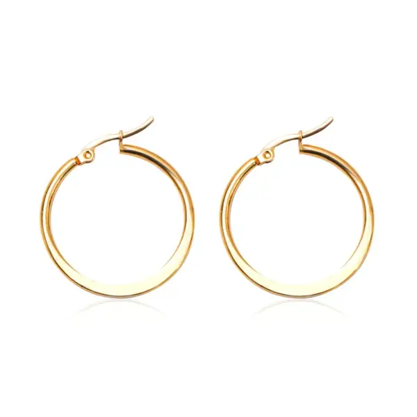PVD Coated 14K Gold Plated Solid Color Stainless Steel Fashion Waterproof Non Tarnish Hoop Earrings