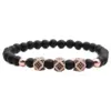 Wholesale New Hot-selling 6mm Frosted Stone Crown Three-cut Round Leather Strap Beaded Copper Bracelet For Women