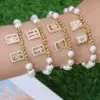 Wholesale Fashion Portrait Faith Cross Copper Gold Plated Zircon Bracelets In Bulk