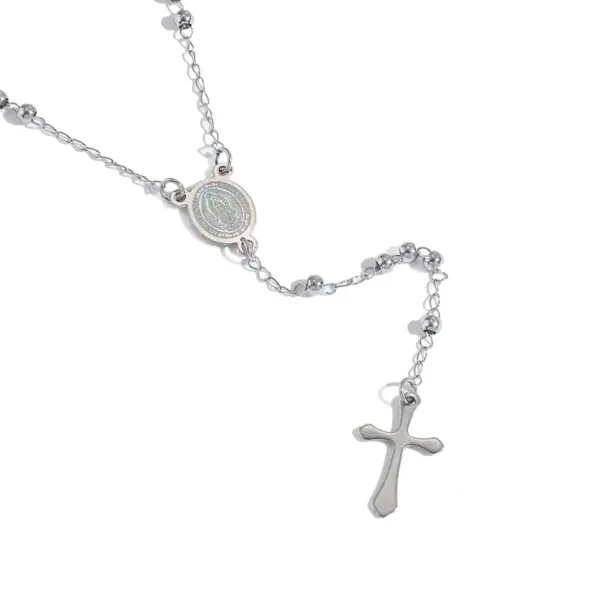 Wholesale 304 Stainless Steel Gold Plated Vacuum Electroplating (In Furnace) Gold Steel Color Cross Heart Shape Religious Simple Style Women's Necklace