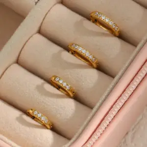 Wholesale PVD Coated Real Gold Plated Geometric Stainless Steel Fashion Waterproof Non Tarnish Earrings