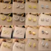 Wholesale PVD Coated Real Gold Plated Solid Color Titanium Steel Simple Style Waterproof Non Tarnish Ear Studs