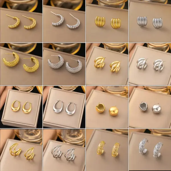 Wholesale PVD Coated Real Gold Plated Solid Color Titanium Steel Simple Style Waterproof Non Tarnish Ear Studs