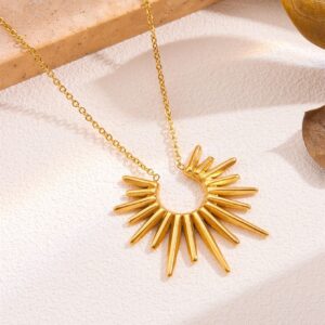 X665 sunflower necklace gold