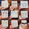 Wholesale Fashion Heart Shape Bow Knot Copper Inlay Zircon Drop Earrings 1 Pair