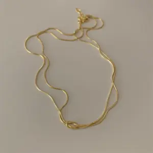 Vacuum Plating 18K Gold Plated Solid Color 304 Stainless Steel Snake Bones Chain Simple Style Plating 304 Stainless Steel Necklace