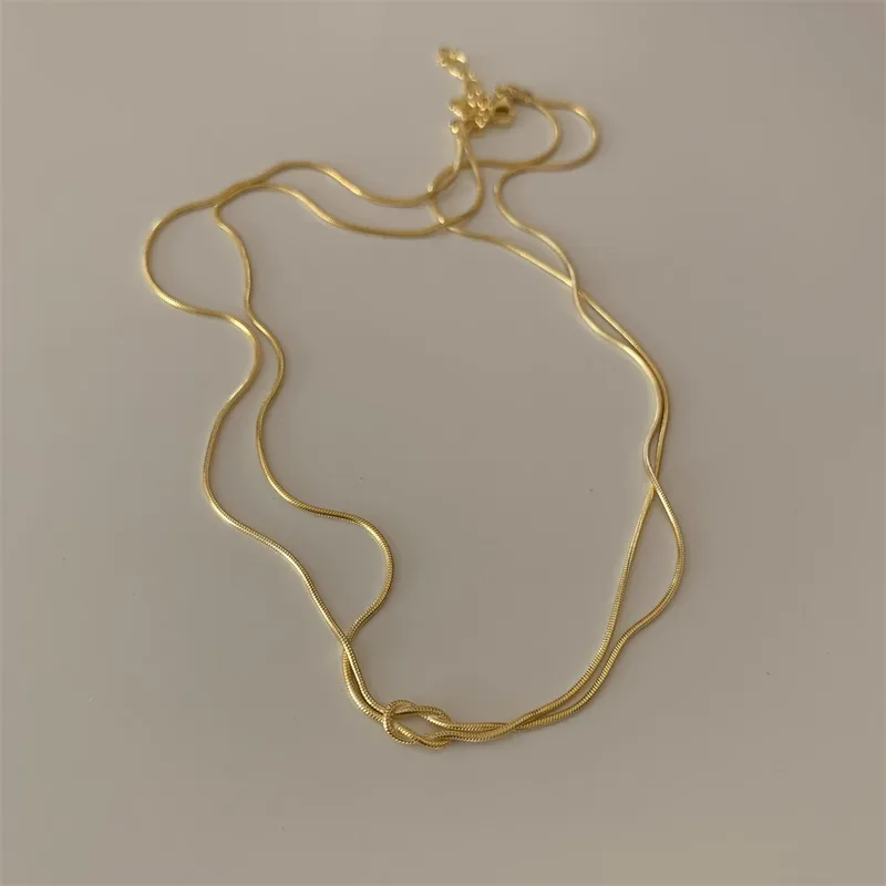 Wholesale Vacuum Plating 18K Gold Plated Solid Color 304 Stainless Steel Snake Bones Chain Simple Style Plating 304 Stainless Steel Necklace