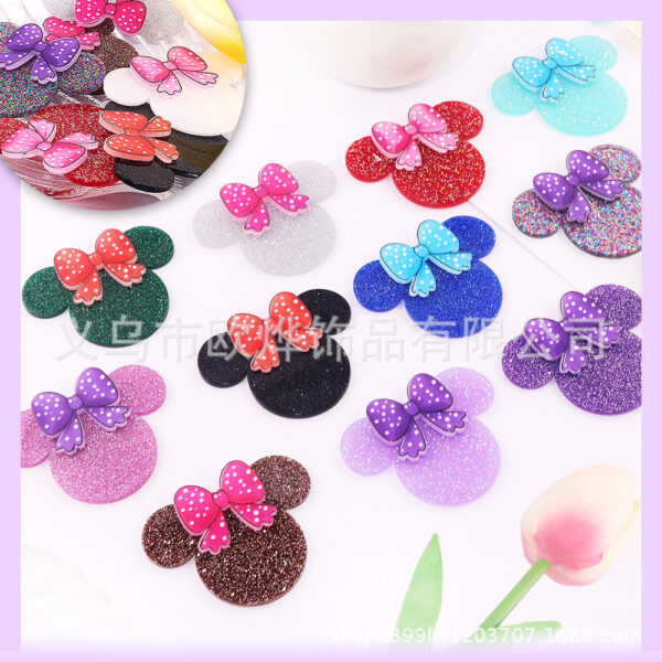 Wholesale New Loose Powder Cartoon Mickey Head Bow Bag Accessories Acrylic Pin Cute DIY Patch Accessories