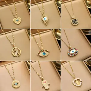 Wholesale Jewelry Casual Simple Style Devil's Eye Palm Heart Shape Titanium Steel Copper Zircon Plating Inlay Rings Earrings Necklace