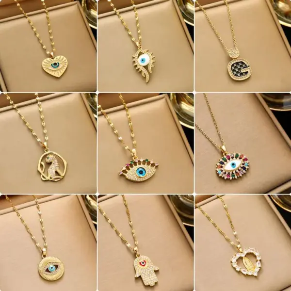Wholesale Jewelry Casual Simple Style Devil's Eye Palm Heart Shape Titanium Steel Copper Zircon Plating Inlay Rings Earrings Necklace