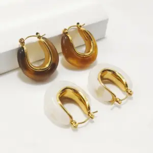 Wholesale Ion Plating (IP) 18K Gold Plated Geometric 304 Stainless Steel Elegant Retro Romantic Waterproof Non Tarnish Earrings