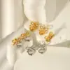 Wholesale Ion Plating (IP) 18K Gold Plated Heart Shape Bow Knot 304 Stainless Steel Elegant Glam Classic Style Waterproof Non Tarnish Drop Earrings