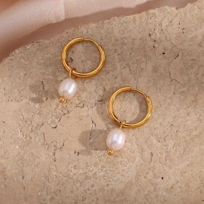 Wholesale PVD Coated Real Gold Plated 18K Gold Geometric 304 Stainless Steel Retro Waterproof Non Tarnish Earrings