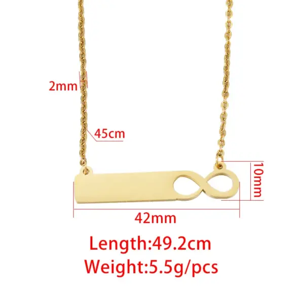 PVD Coated 18K Gold Real Gold Plated Customization Laser Engraving Solid Color Stainless Steel Simple Style Waterproof Non Tarnish 304 Stainless Steel Pendant Necklace