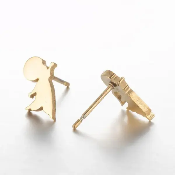 PVD Coated 18K Gold Real Gold Plated Geometric 304 Stainless Steel Simple Style Waterproof Non Tarnish Ear Studs